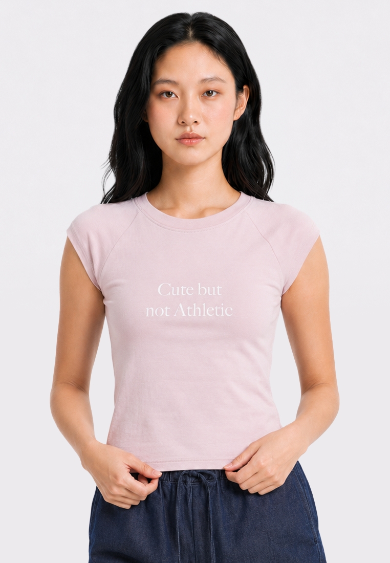 COLORBOX Raglan Sleeve Graphic Crop T-Shirt