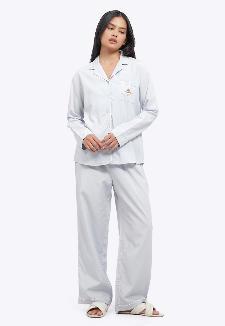 COLORBOX Embroidered Long Pants Pajama Set