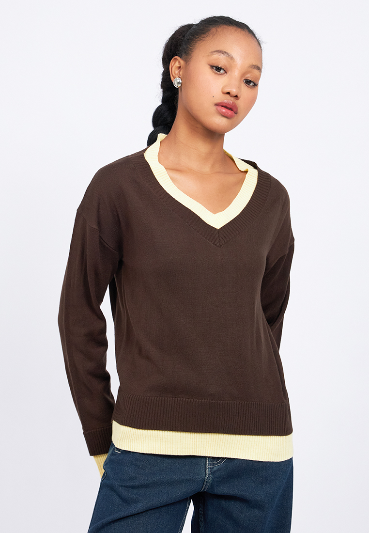 COLORBOX Double Layered Loose Sweater