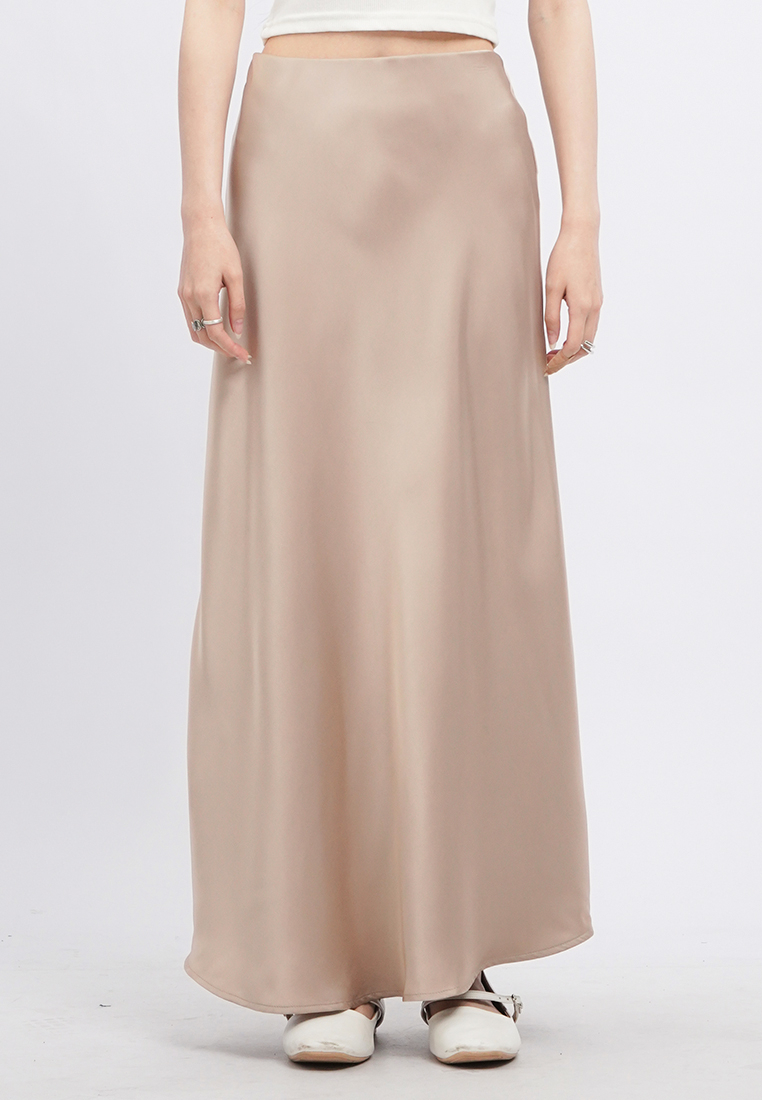 COLORBOX Satin A-Line Maxi Skirt
