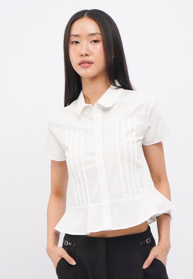COLORBOX Short Sleeve Peplum Blouse