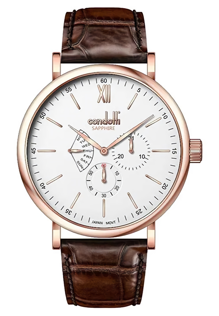 Condotti Dettagliato - Jam Tangan Analog Pria - Rosegold - Brown Leather Strap - CN5074-RG01-L05