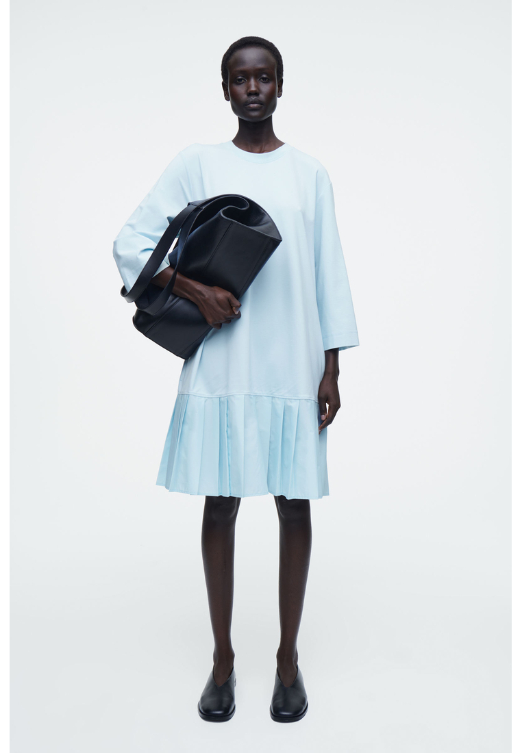 COS PLEATED DROPPED-WAIST T-SHIRT DRESS