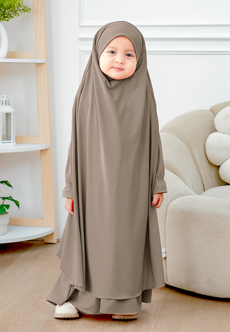 Cotton Bee - Alyfa Khimar One set Syari | Set Dress Gamis Syari Cadar - Anak