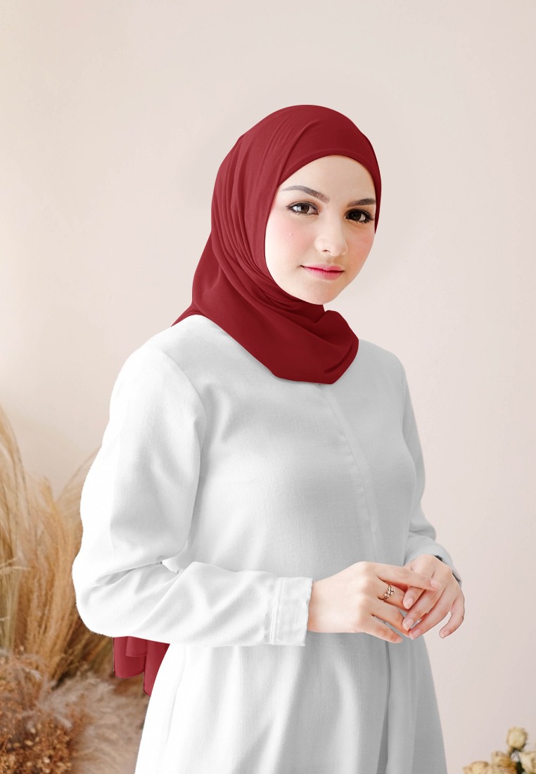COTTON BEE Pashmina Inner Instan 2in1 Ceruty Baby Doll - Red Velvet