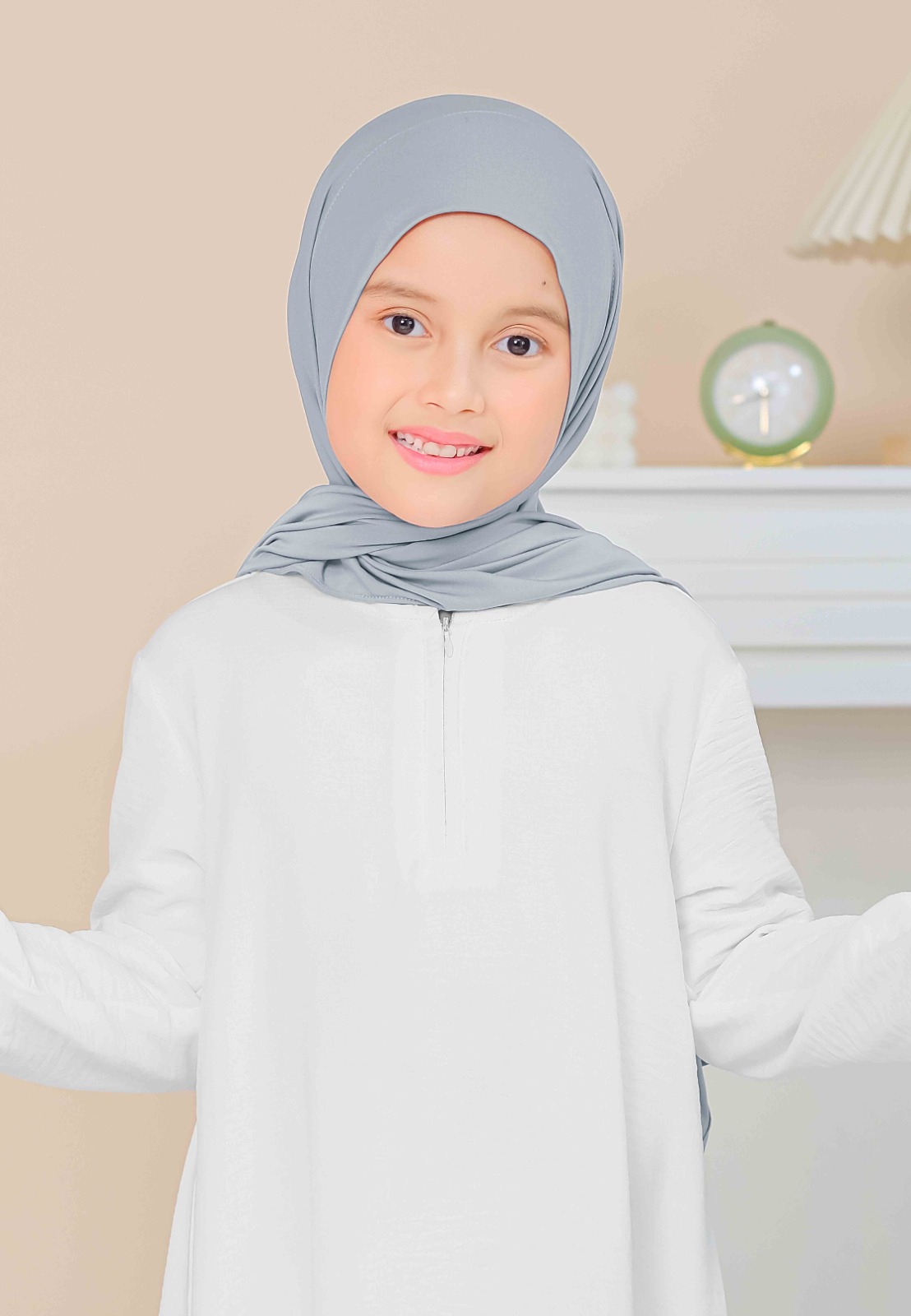 Cotton Bee - Calla Oval Instan | Hijab Pashmina Instan Anak - Silverberry