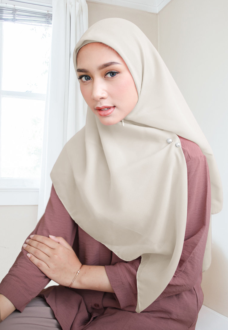 Cotton Bee - Shanara Instan | Hijab Segiempat Resleting - Vanilla Biscuit