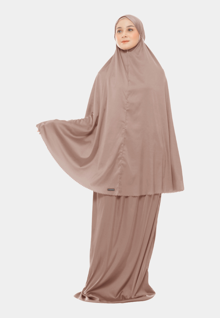 COTTON BEE Ayesha Mukena 2in1 Prayer Set Polos Lasercuting Armani Silk Premium By Cotton Bee - Rosy 