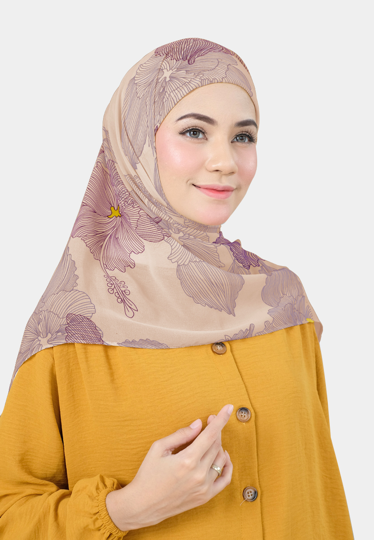 Cotton Bee - Hiraya Hijab Motif | Hijab Instan Segitiga Inner - Lavender Fog