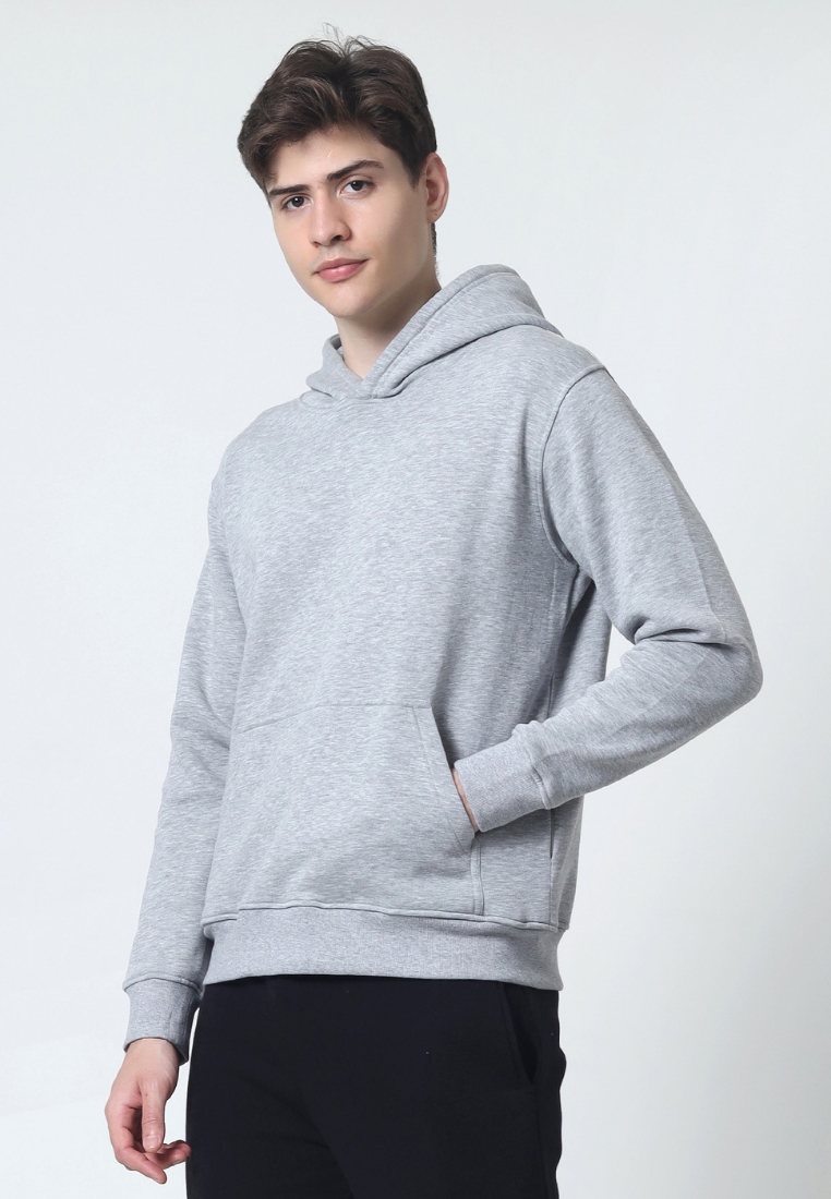 Cotton Well Cozzie Hoodie Sweatshirt with Hidden Pocket Grey | Jaket Pullover Fleece dengan Kantong 