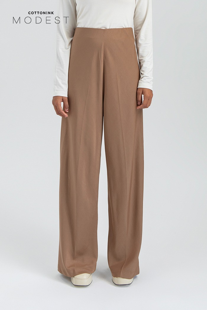 COTTONINK - Bawahan Celana Wanita Brown Pama #RayaModest2026