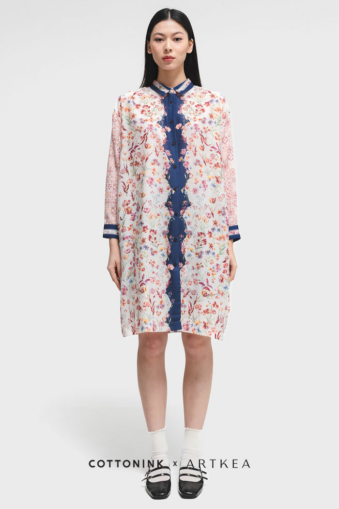 COTTONINK X Artkea - Dress Wanita Navy Noth