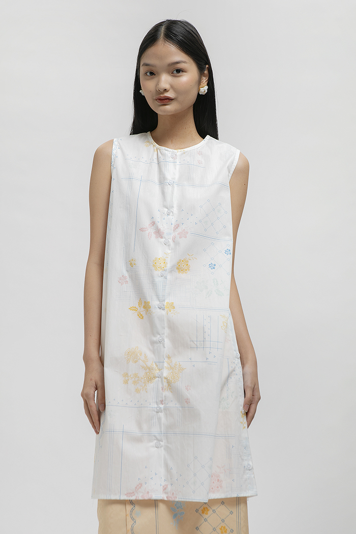 COTTONINK - Dress Wanita Sasmita Rekah Putih #ArchipelagoCollection2025