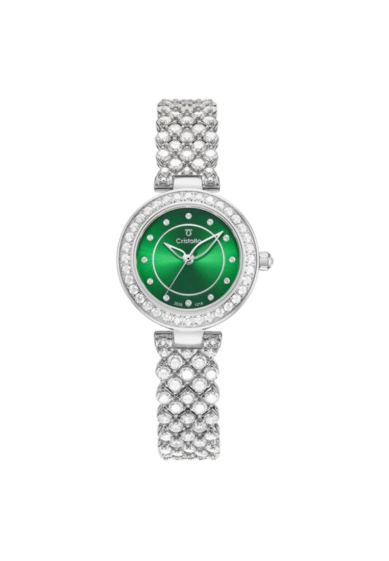 Cristallo Jam Tangan Wanita Cristallo CS1018-2377S Elegance 29mm Green Dial Analog Original
