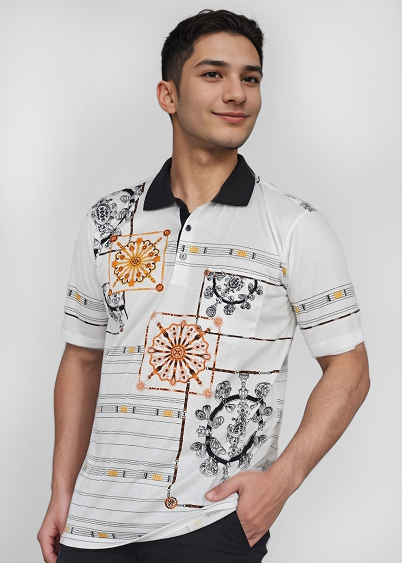 Crocodile DIAMOND 1928 White Orange | Kaos Kerah Pria Men Polo Original Relax fit | Katun