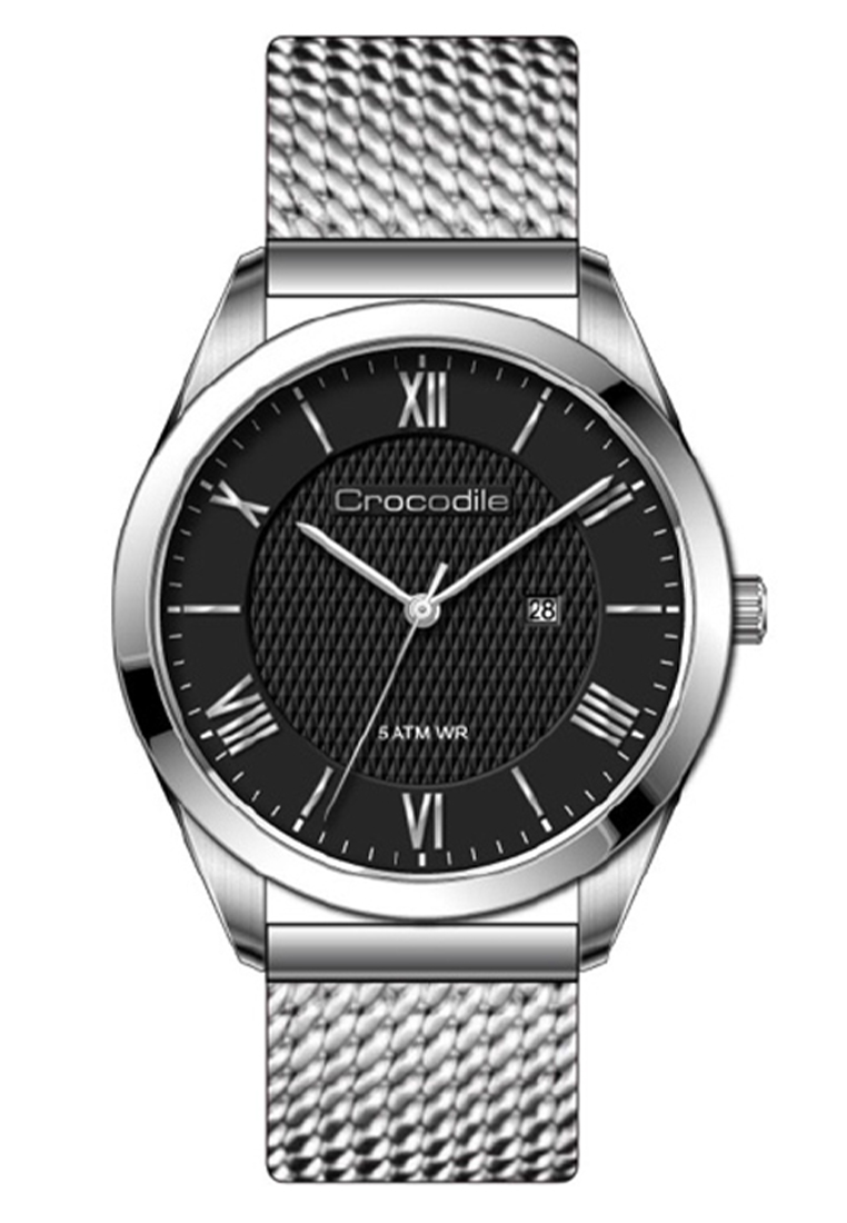 Crocodile - Jam Tangan Wanita - Silver Black - Stainless Steel Bracelet - CF-002A41B