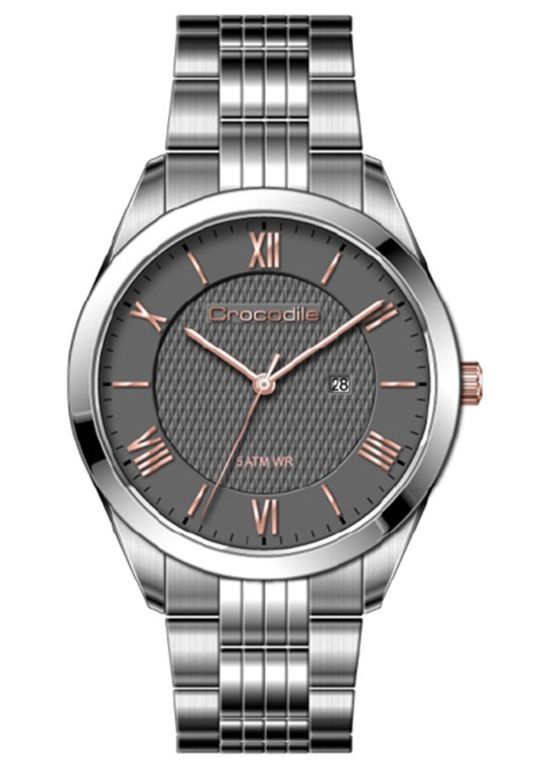 Crocodile - Jam Tangan Wanita - Silver Black - Stainless Steel Bracelet - CF-002A11E