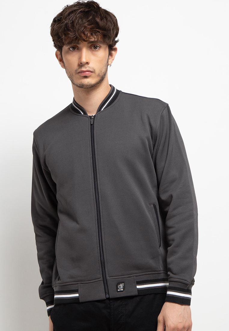 D&F Jaket Bomber Pria - Abu Tua