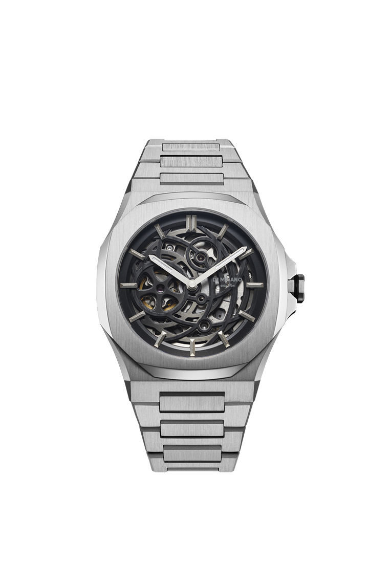 D1 Milano Silver Skeleton Bracelet Watch, 41.5 mm