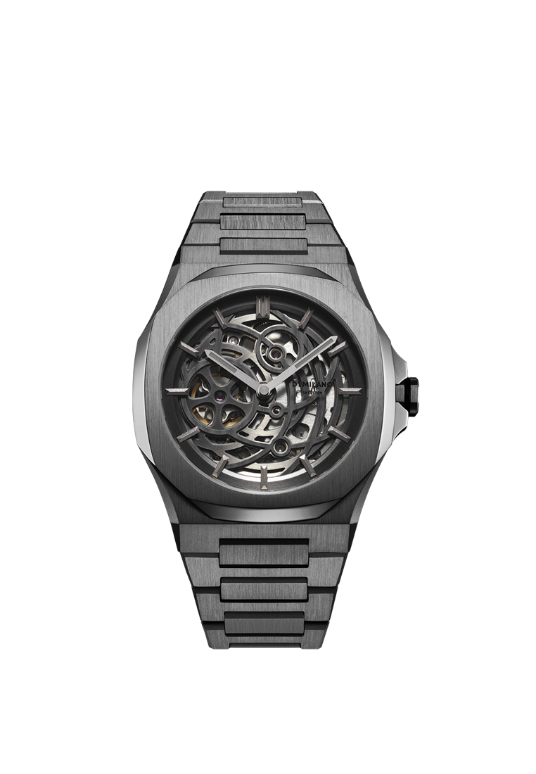D1 Milano Gun Metal Skeleton Bracelet Watch, 41.5 mm