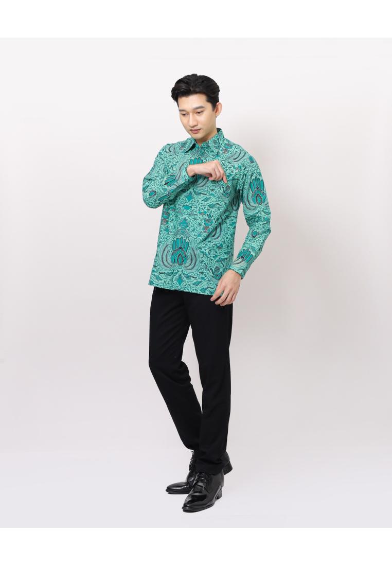 Danar Hadi Kemeja Batik Panjang Semen Romo Yogyan - Hijau Tosca