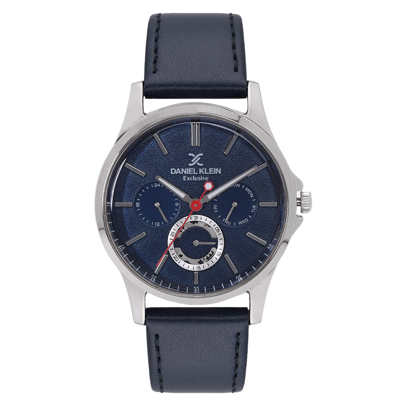 Daniel Klein Jam Tangan Pria Daniel Klein Exclusive DK12118-3 Men Blue Dial Blue Leather Strap