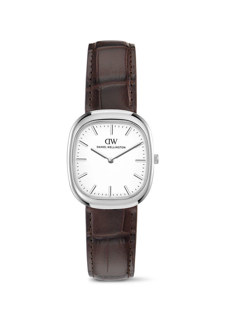 Daniel Wellington Cort 30x38mm Brown Leather White Silver - Men Watch Stainless Steel Leather Strap