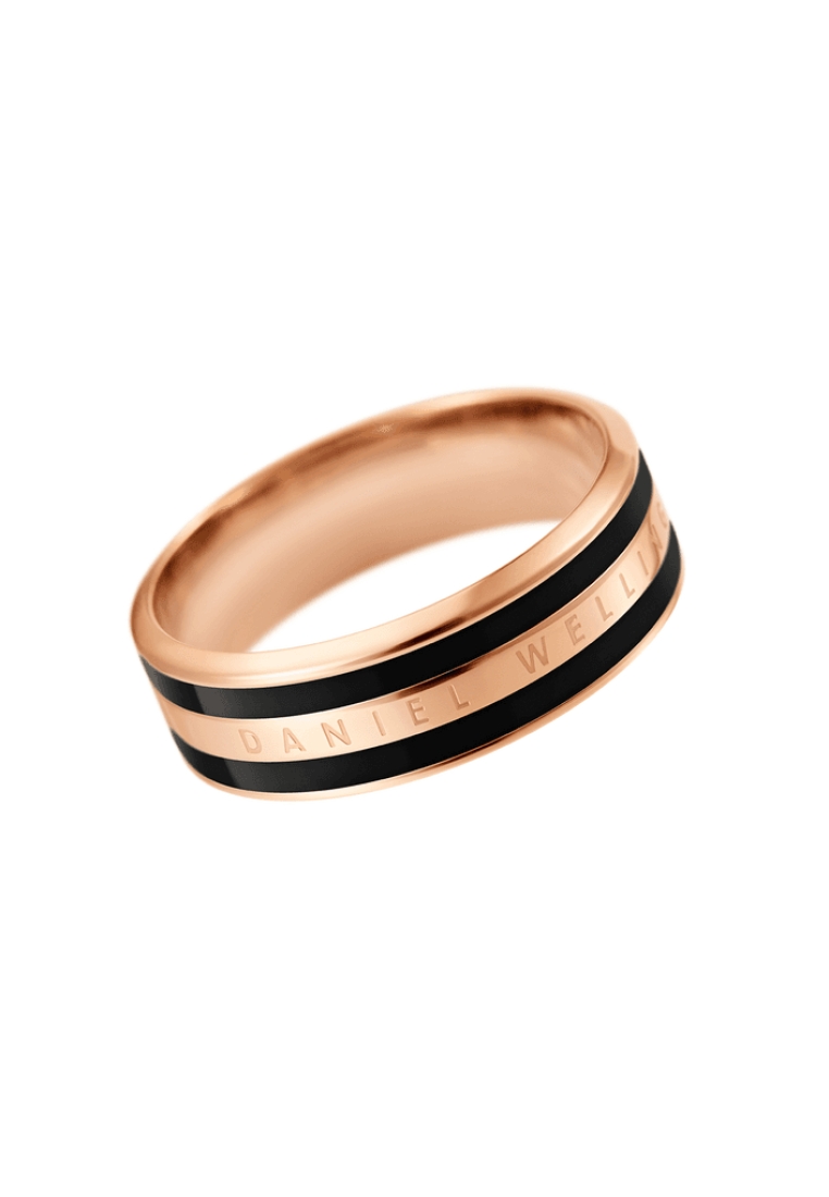Daniel Wellington Emalie Ring Black Rose Gold - Unisex cincin - Couple Rings - Stainless steel Ename