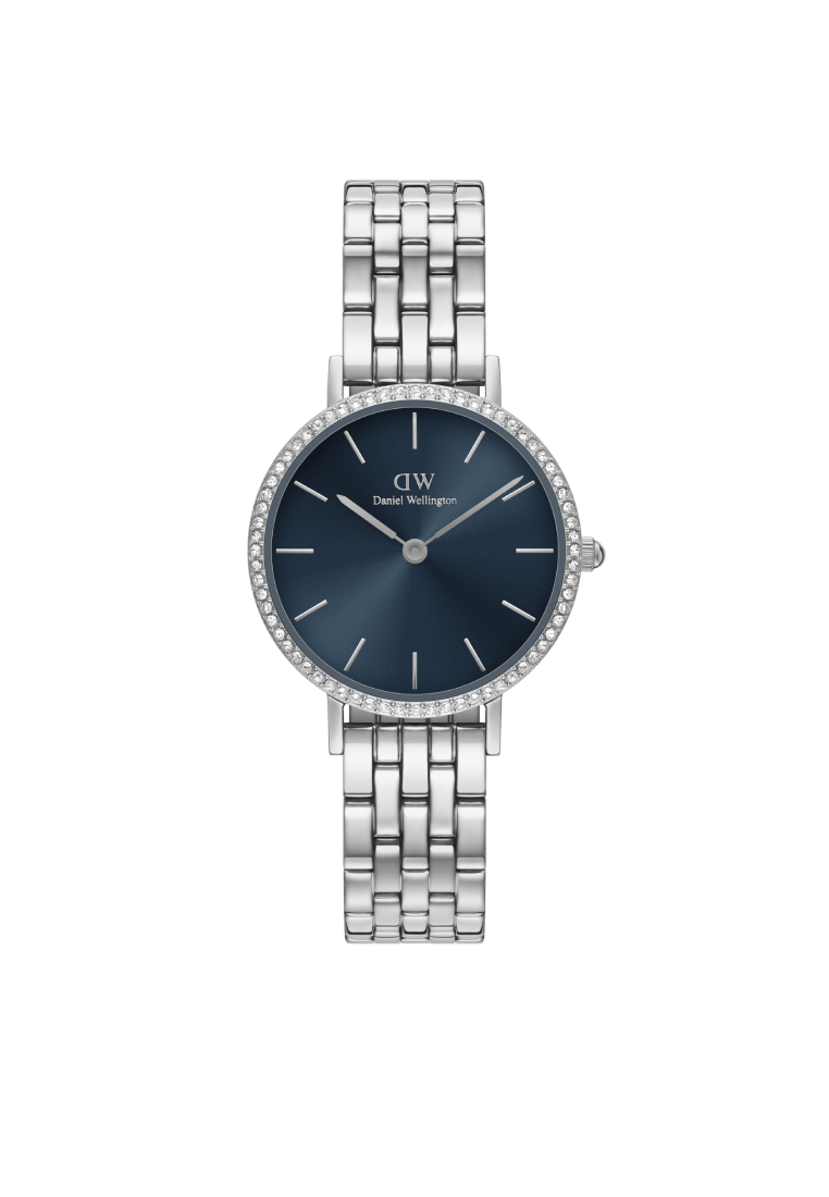 Daniel Wellington Petite 28mm Bezel 5-link Arctic Silver Sunray - DW Jam tangan wanita