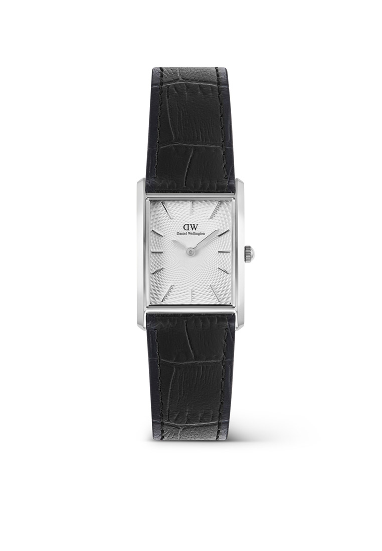 Daniel Wellington Bound 32x22mm Black Crocodile White Silver - Men Watch Stainless Steel Leather Str
