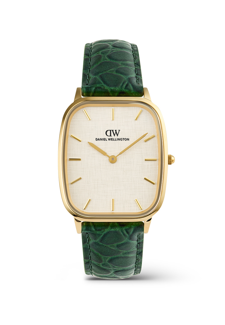 Daniel Wellington Marlon Croc Green Belly Linen Off-White Gold - Men Watch Stainless Steel Leather S