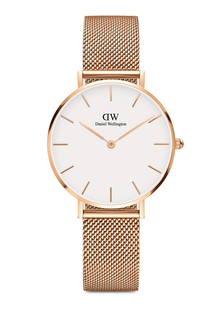 Daniel Wellington Petite Melrose 32mm Watch White dial Mesh strap Rose Gold jam tangan perempuan jam