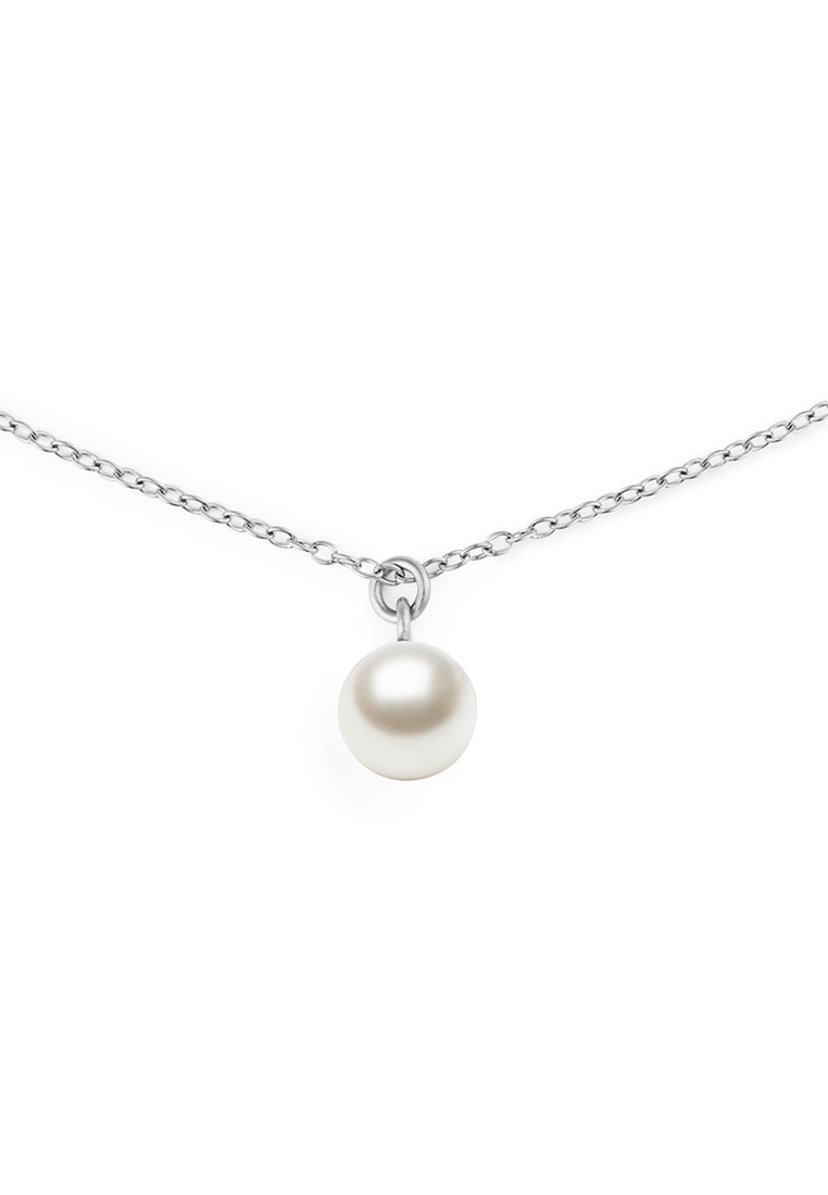Daniel Wellington Pearl Necklace Silver - Unisex Necklace for women and men stainless steel Pearl Ne