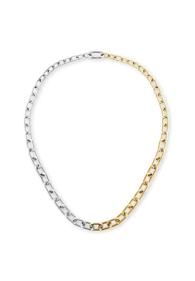 Daniel Wellington Contrast Link Necklace Two Tone Gold - Unisex Necklace for women and men stainless