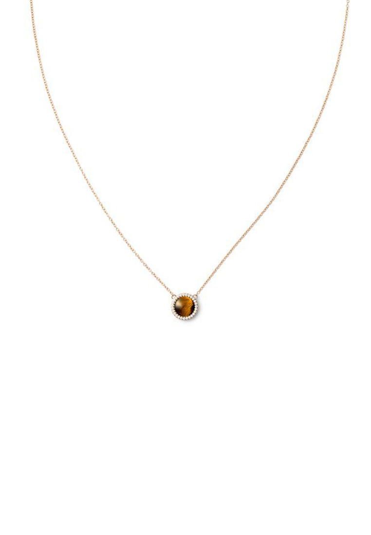 Daniel Wellington Audrey Necklace Tiger Eye Rose Gold - Unisex Necklace for women and men stainless 