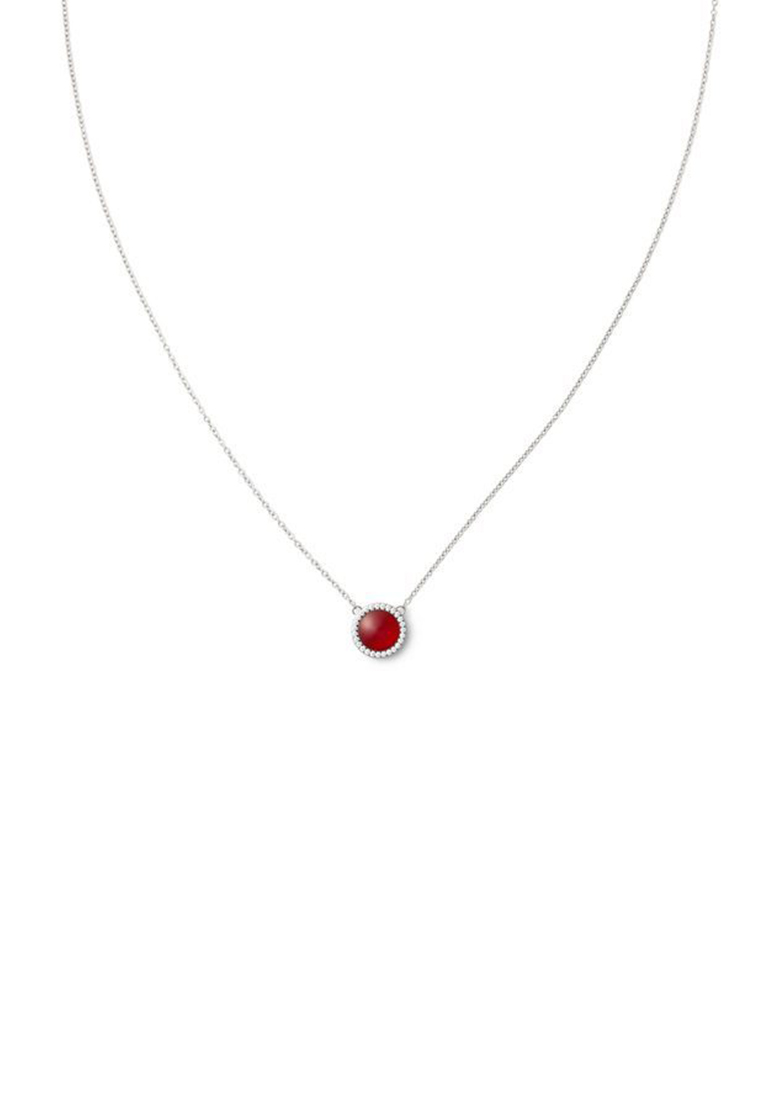 Daniel Wellington Audrey Necklace Red Agathe Silver - Unisex Necklace for women and men stainless st