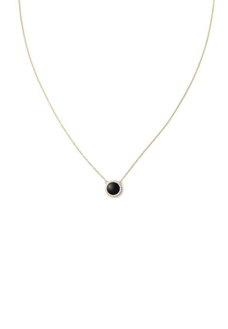 Daniel Wellington Audrey Necklace Black Agathe Gold - Unisex Necklace for women and men stainless st
