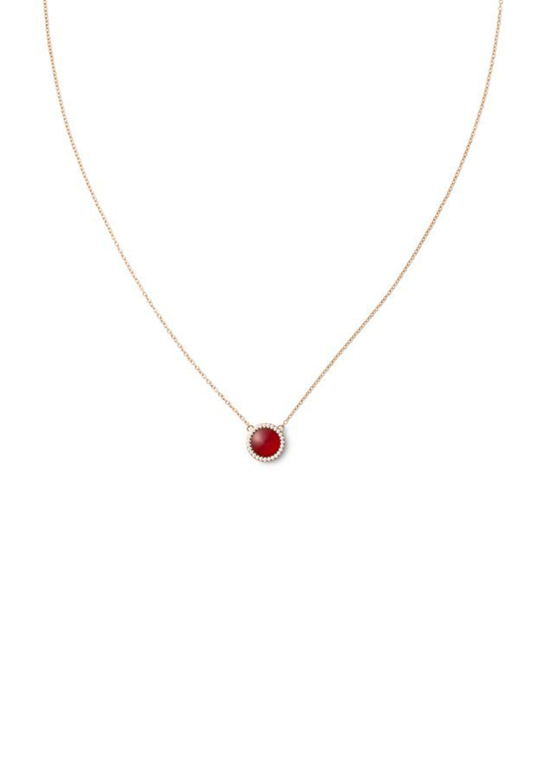 Daniel Wellington Audrey Necklace Red Agathe Rose Gold - Unisex Necklace for women and men stainless