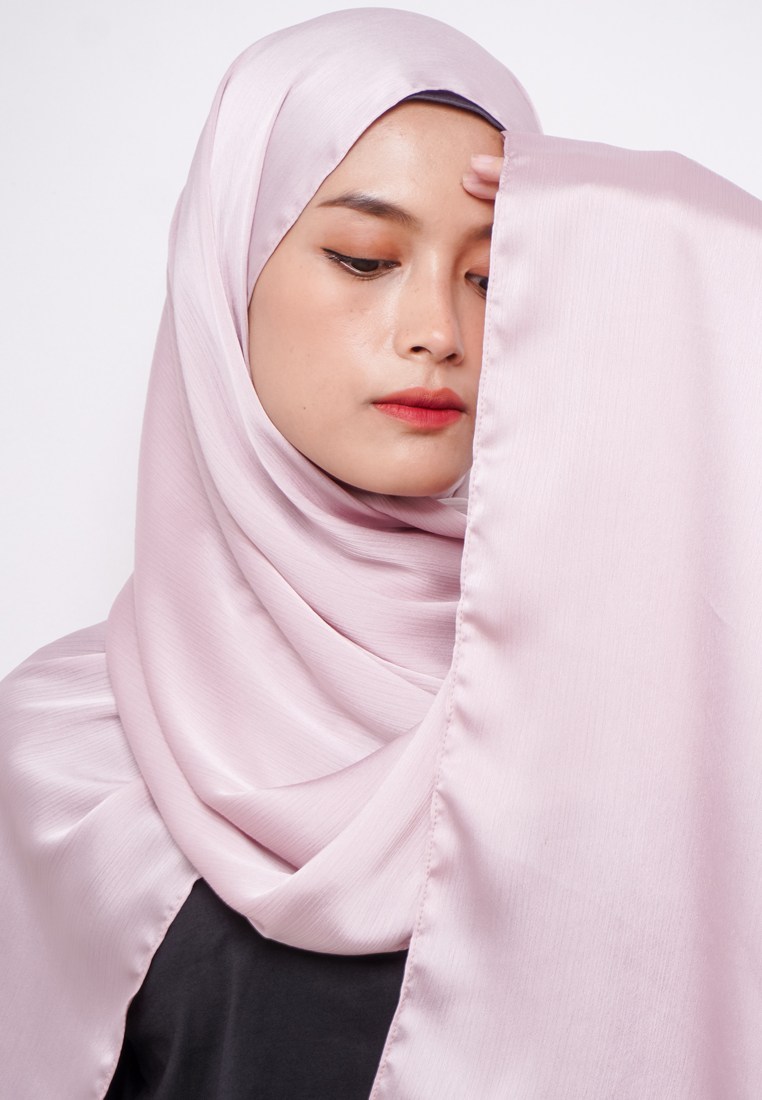 DAW Project DH079 Kerudung Pashmina Pasmina Phasmina Crinkle Satin Silk Premium Shawl Silk Rose