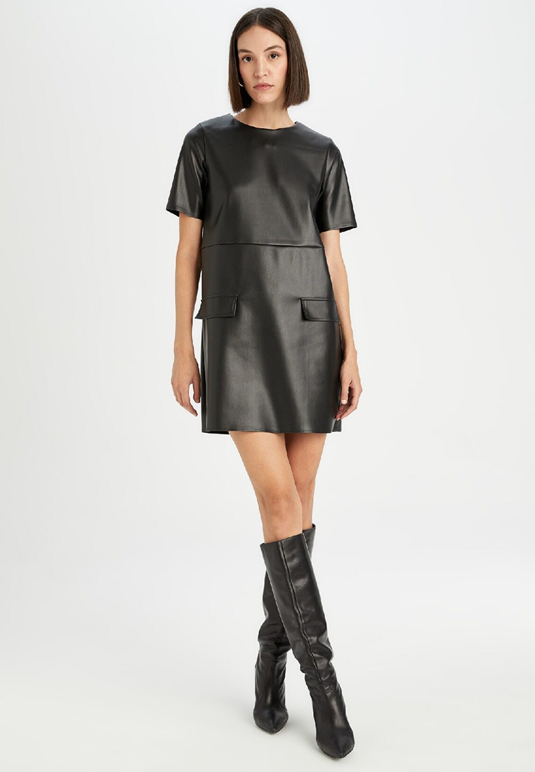DeFacto Faux Leather Mini Dress