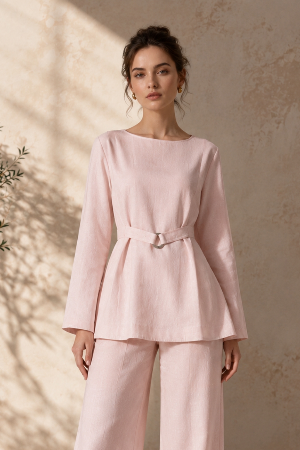 Demure & Co Essentials Lounge Wear Lenin Top Pink (Only Shirt)