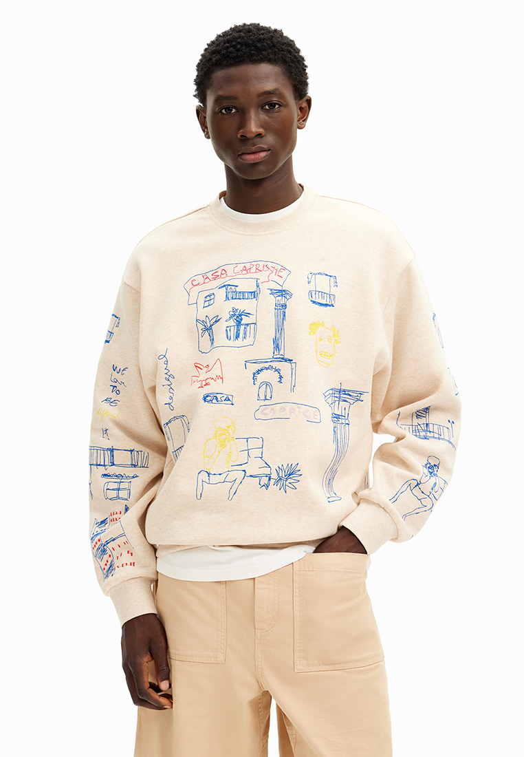 Desigual Man Sweatshirt with illustration design.