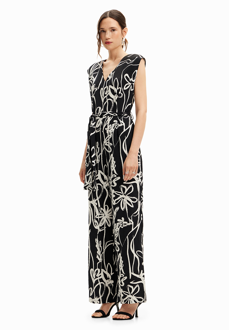 Desigual Woman Long jumpsuit with illustrated flowers.