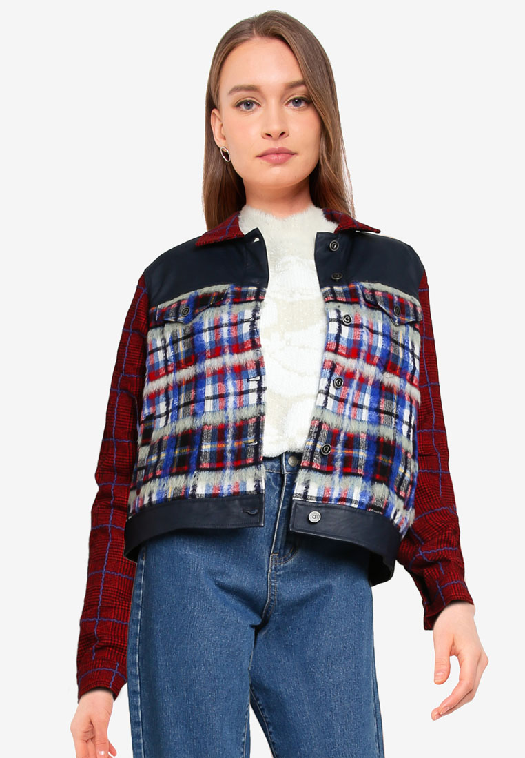 Desigual Tartan Fur Jacket