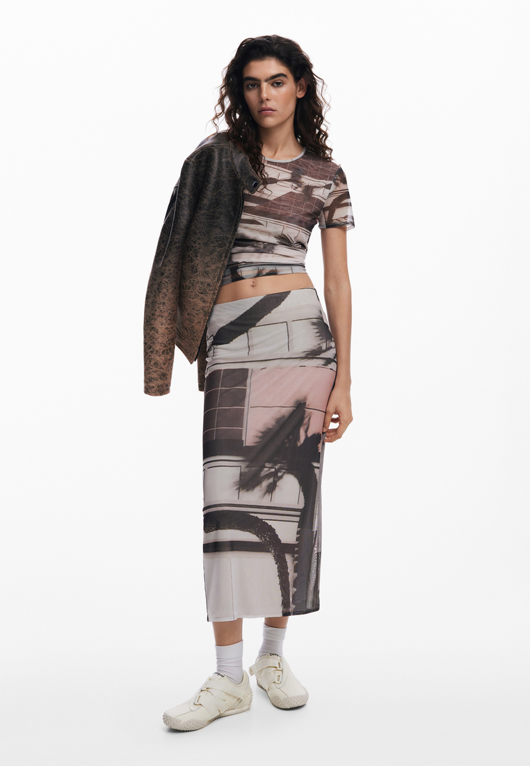 Desigual Straight tulle skirt
