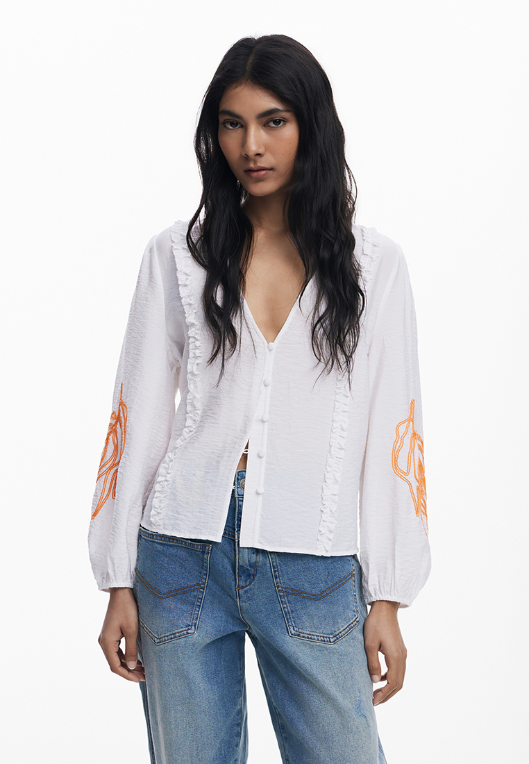 Desigual Balloon blouse with leaves