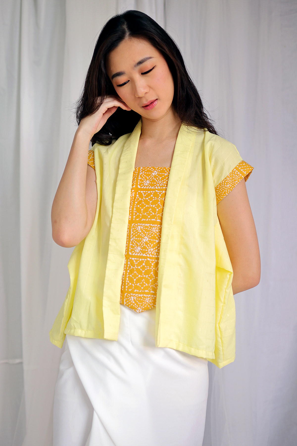 DhieVine Batik Kochi Sashiko Kuning Batik Kebaya
