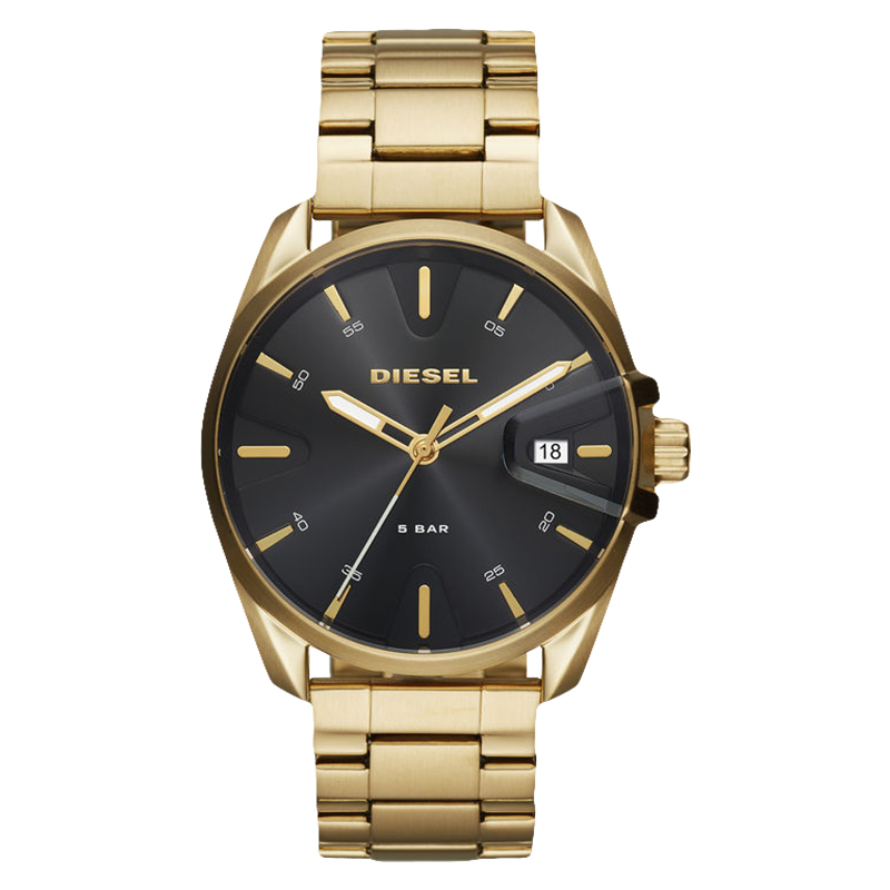 Diesel Jam Tangan Pria Diesel Rasp DZ1865 Rasp Men Black Dial Gold Stainless Steel