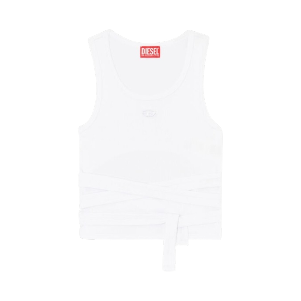 Diesel T-Anky-Tail-S1 Crop Top with Wrap-Around Design White