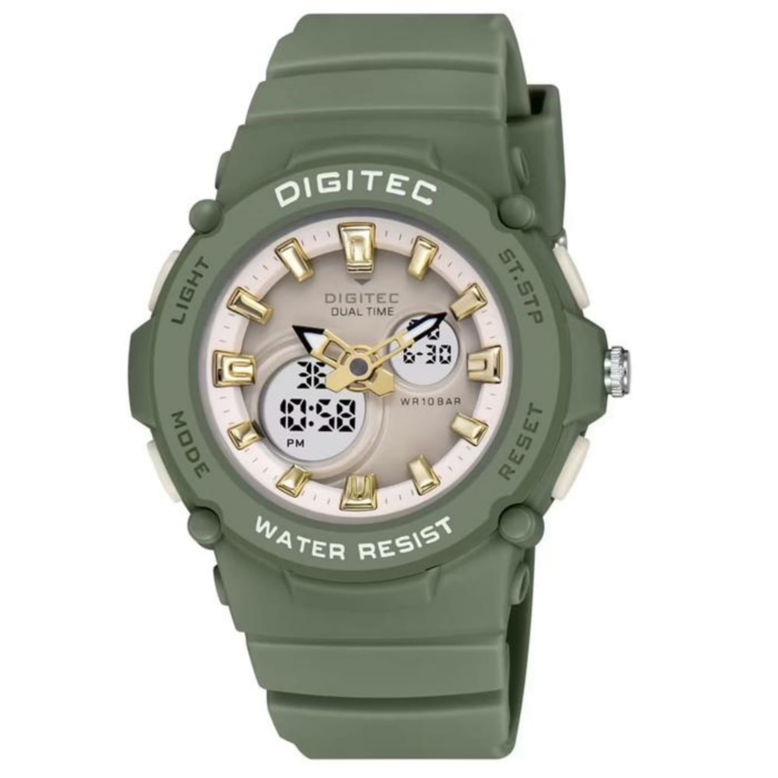 DIGITEC DG-4100T Hijau Dua Waktu Dial Gold